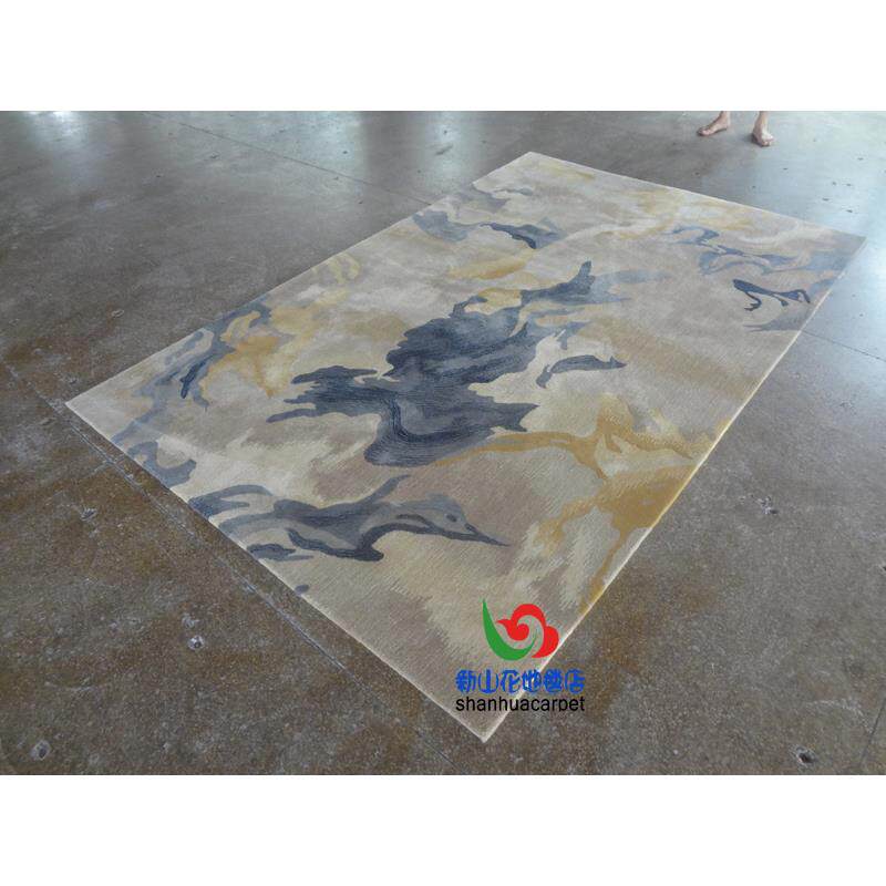 新中式抽象水墨画手工进口羊毛客厅茶几沙发地毯大厅办公室贵宾室