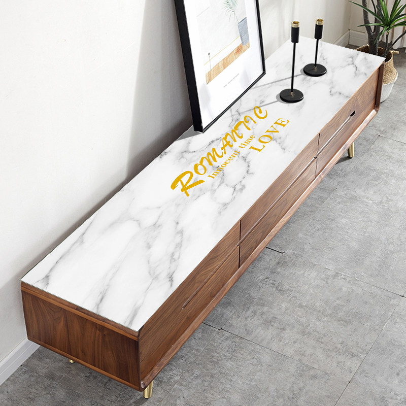 电视柜桌垫长条防水防油pvc仿大理石简约现代电视柜盖布遮丑盖布