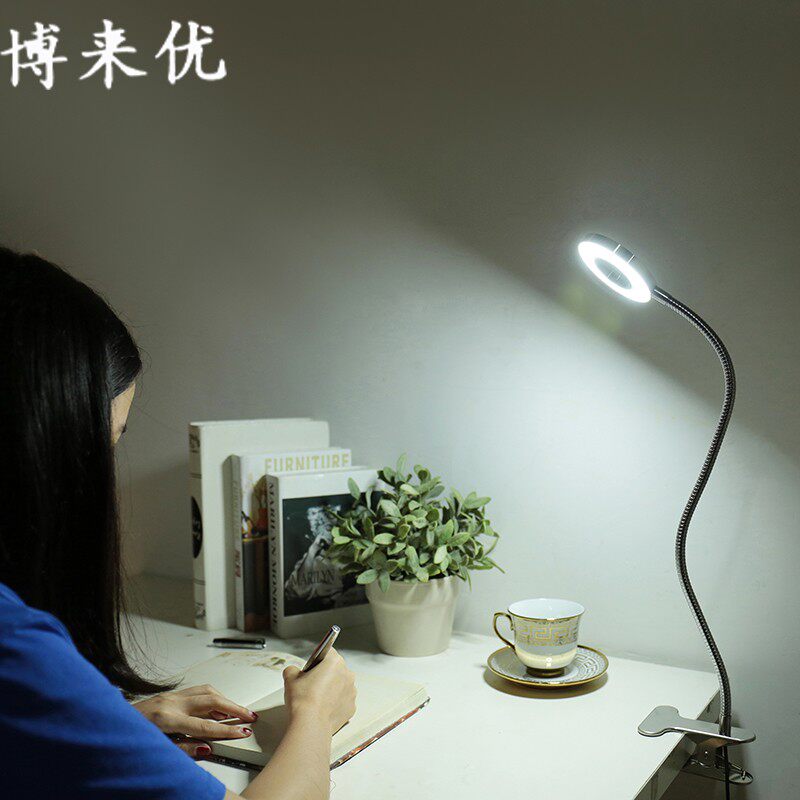 博来优LED调光调色镂空台灯USB大学生宿舍阅读学习办公室工作夹灯图片