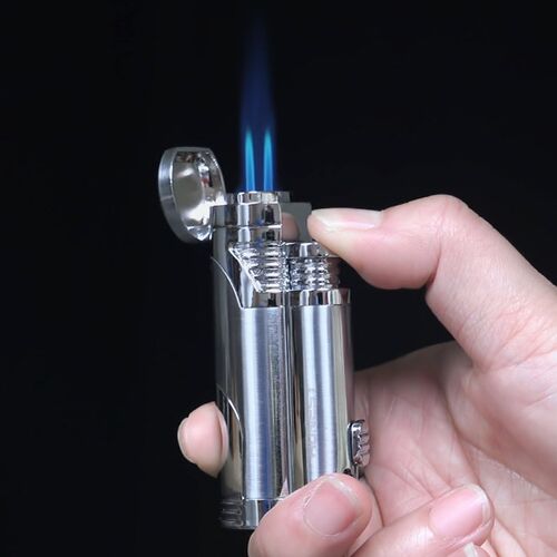 百诚直冲打火机防风双火苗蓝焰雪茄点烟器创意个性潮男士礼品气体