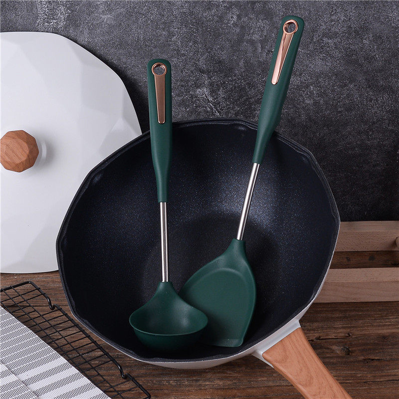 墨绿色硅胶锅铲不粘锅专用炒菜铲子家用耐高温锅铲勺不伤锅两件套
