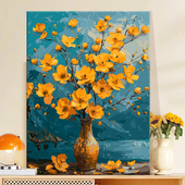 瓶中花卉diy数字油画丙烯填充手绘手工花卉治愈系减压油彩涂色画