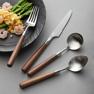 米立风物304不锈钢刀叉勺三件套西餐牛排刀叉家用叉子勺子套装