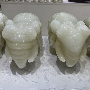 天然玉石招财大象摆件一对客厅公司办公室装饰开业乔迁工艺品送礼