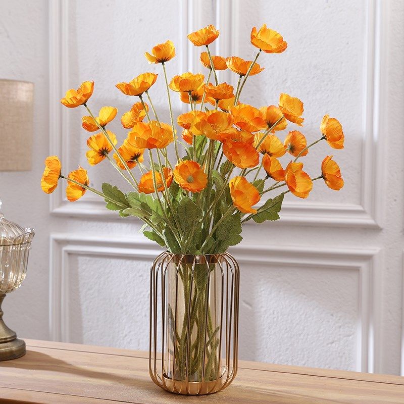 虞美人仿真花假花插花瓶高档绢花客厅餐桌电视柜花束花卉装饰摆件,家居饰品,仿真花/假花,淘宝优惠券,粉丝福利购,淘宝优惠卷