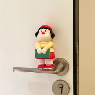 胖虎胖妹门把手装饰挂饰客厅摆件防碰撞防护卧室房间门装饰车饰