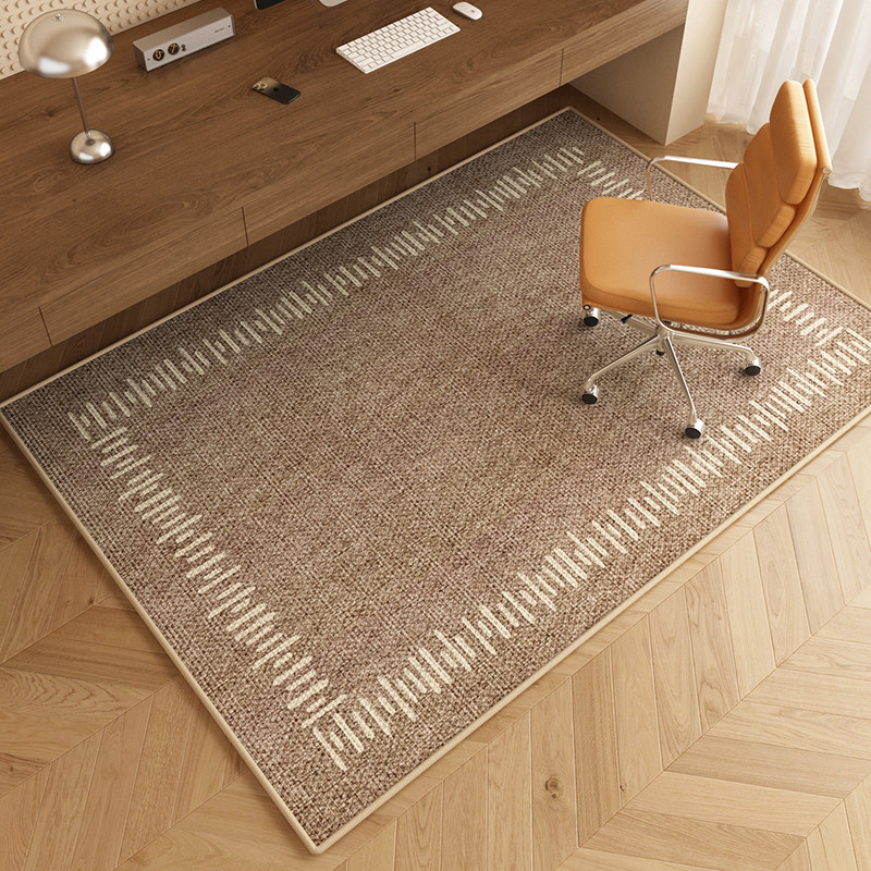 简约亚麻转椅地垫卧室书房客厅地毯梳妆台椅子防滑垫电脑椅保护垫