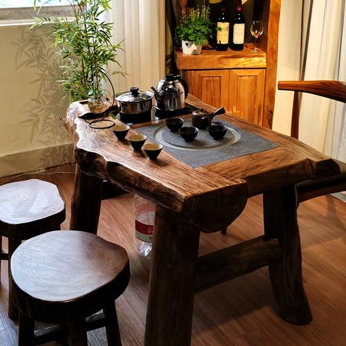 实木厚板茶桌椅组合阳台原木喝泡茶桌套装一体功夫茶几茶台小户型