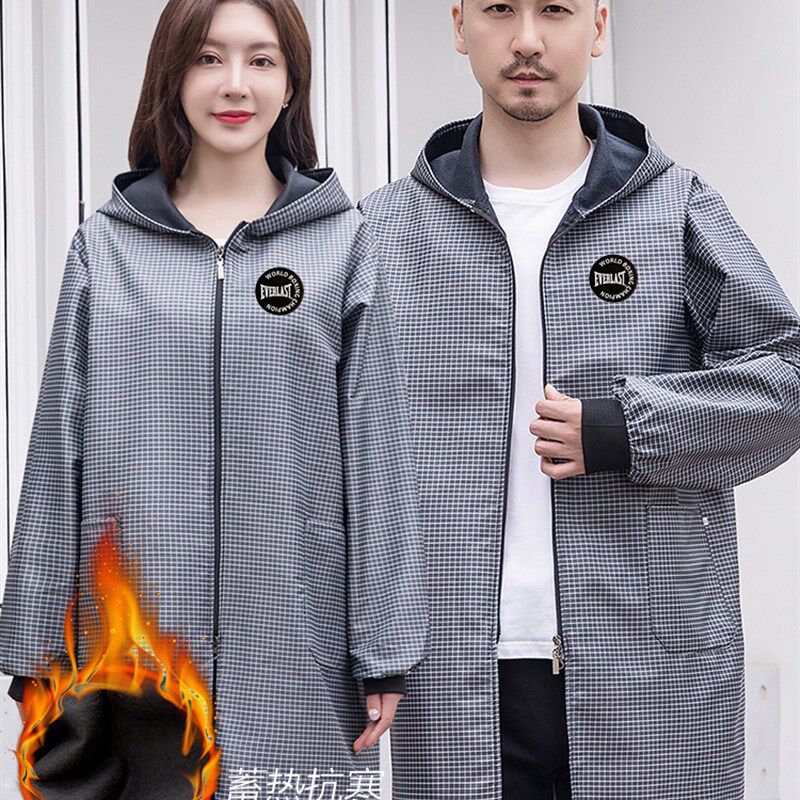 男士加绒长袖罩衣女加厚围裙正穿拉链工作服秋冬上班干活定制印字