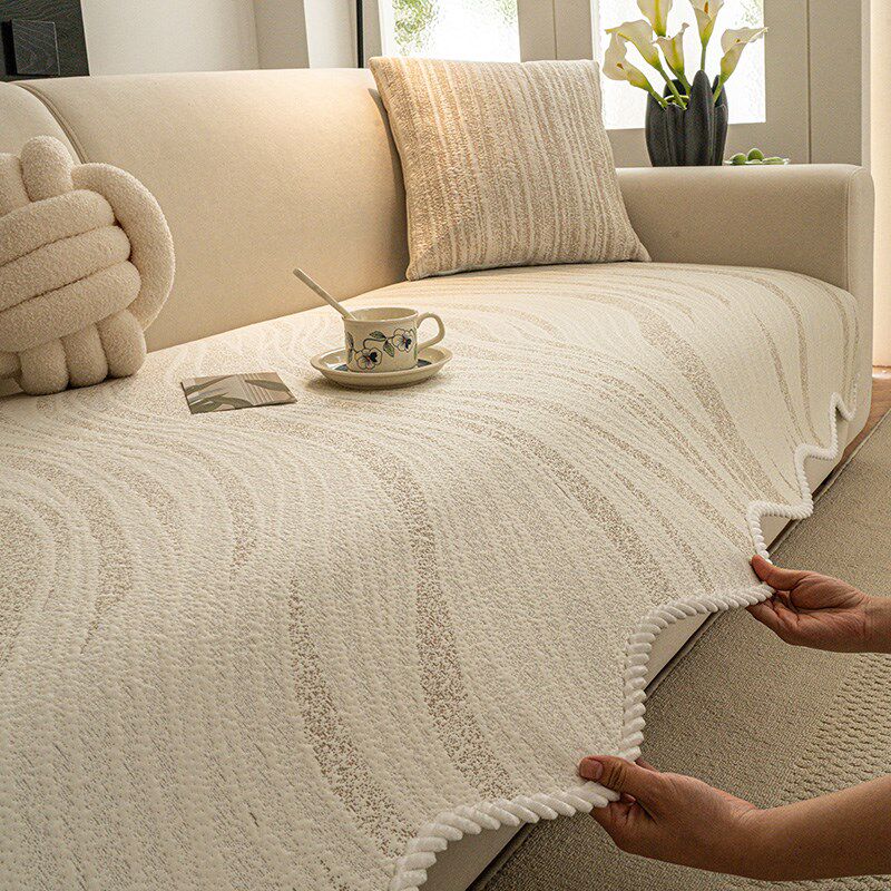 LISA夏季凉豆豆冰丝沙发垫2025新款夏用固定防滑夏天款异形盖布巾