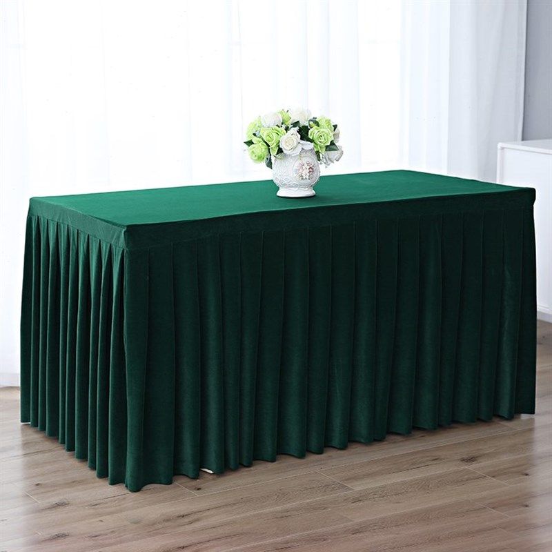 定制纯色会议桌布会议室办公桌绒布长方形桌套签到台展会活动桌裙