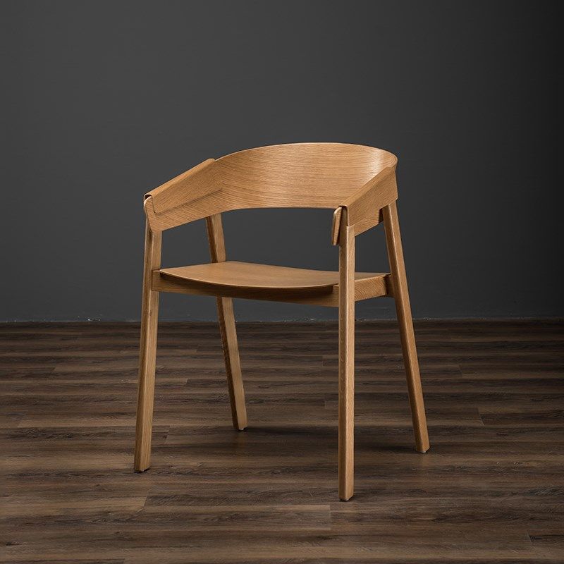 德宜客实木餐椅现代简约家用小户型椅子餐厅扶手靠背椅酒店书桌椅