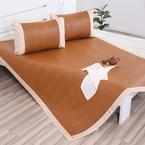 凉席加厚印尼藤席1.8m床可折叠三件套双人1.5米冰丝夏季双面席子