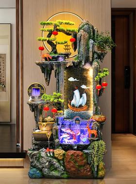 大型假山流水喷泉风水轮鱼缸客厅乔迁装饰循环加湿器开业落地摆件