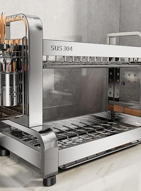 kt304不锈钢厨房置物架多功能碗盘沥水架家用台面加厚耐磨碗碟碗