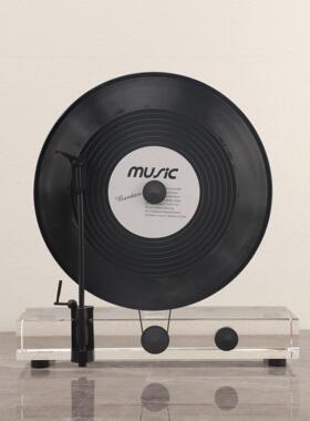 现代仿真立式黑胶唱片机留音机样板间电视柜茶几家居客厅饰品摆件