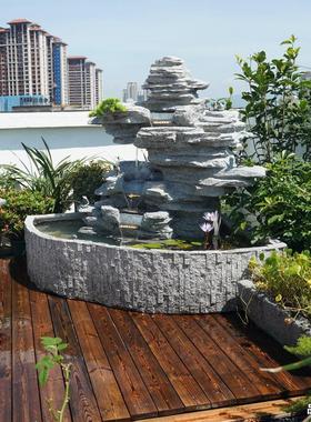 花园装饰别墅造景庭院假山流水大堂布置阳台户外公司鱼池喷泉摆件