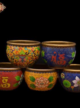 宏达 珐琅彩 铜缸 黄铜金蟾吸金缸 铜器摆件