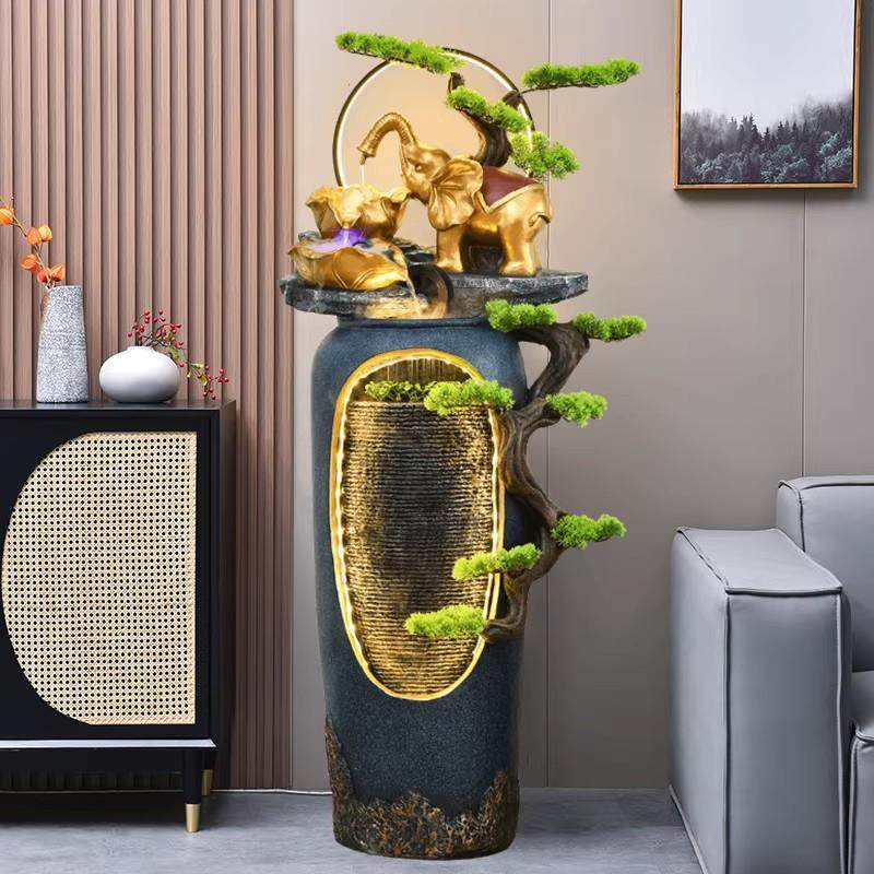 落地花瓶招财大象假山流循环水转运球摆件家居客餐厅玄关造景装饰,家居饰品,流水摆件,淘宝优惠券,粉丝福利购,淘宝优惠卷