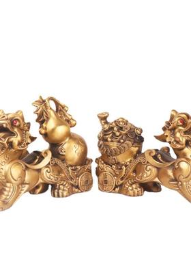 杨铜记 铜貔貅金钱元宝貔貅摆件 聚宝盆貔貅 葫芦貔貅 貔貅送财