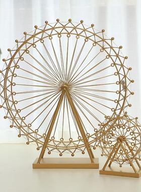 铁艺摩天轮摆件旋转发光家居装饰品客厅电视柜咖啡厅摆设摄影道具