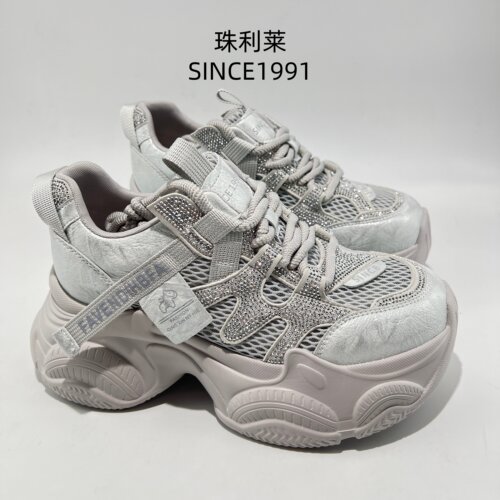 珠利莱水钻厚底网面超轻老爹鞋
