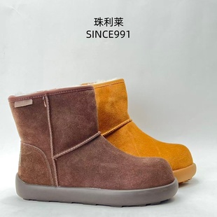 珠利莱2025厚底百搭女鞋冬季新款毛绒雪地靴加厚绒面包鞋舒适短靴