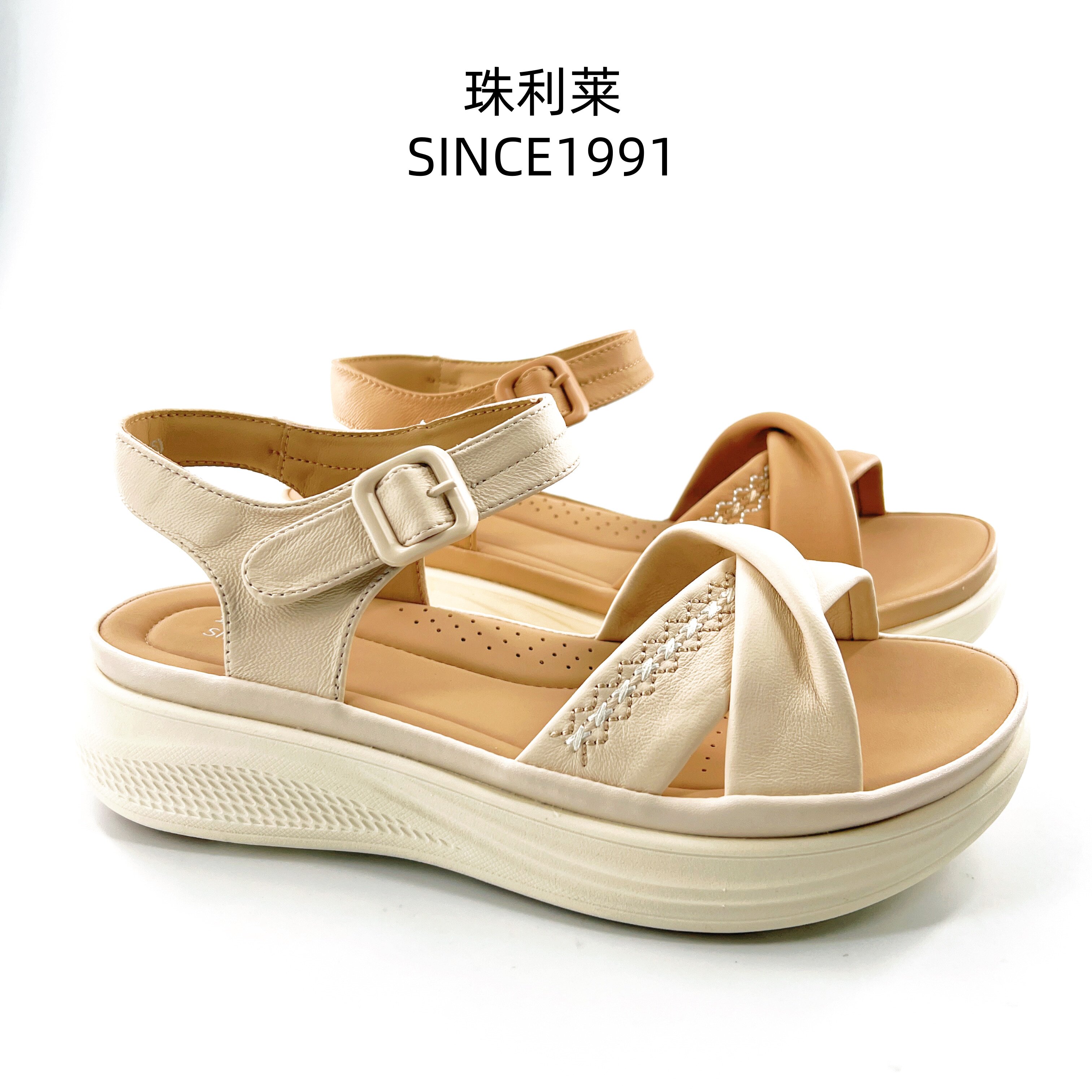 珠利莱夏季厚底松糕女凉鞋舒适