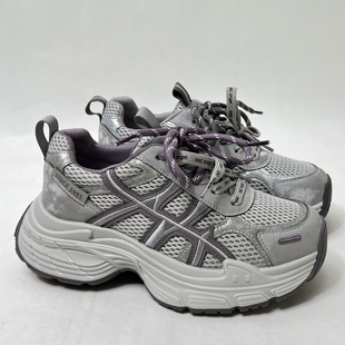 珠利莱2026新款真皮网面透气老爹鞋女厚底运动休闲鞋显脚小跑步鞋