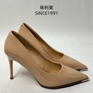 珠利莱2026春季新款法式气质尖头高跟鞋女细跟性感浅口漆皮单鞋