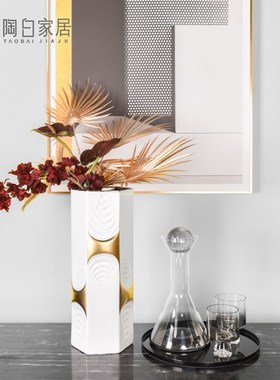 现代奢华样板间飘窗桌面酒具托盘摆件装饰画客厅茶几软装饰品套装