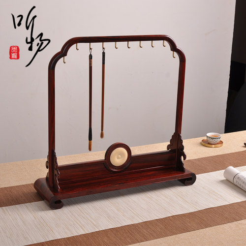 红木明式毛笔搁笔架笔挂书法用具黑檀红酸枝木质文房四宝用品中式