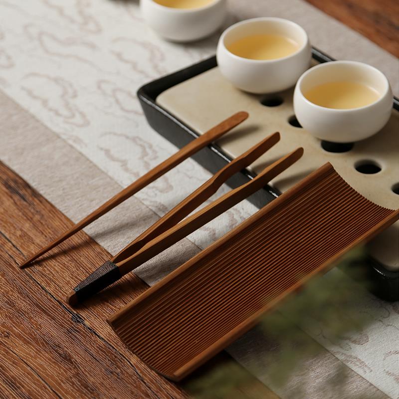 新品精品竹制茶道三件套装茶针茶勺茶则赏茶盒手工茶具六君子套件