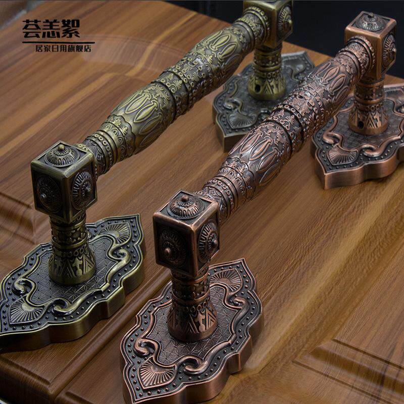 木门大拉手欧式复古铜别墅大门把手玻璃门不锈钢门仿古大拉手把手