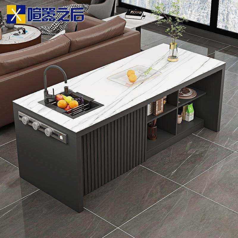 意式齐平中岛台岩板餐桌长方形一体家用轻奢小户型料理台吧台8E19,鲜花速递/花卉仿真/绿植园艺,割草机/草坪机,淘宝优惠券,粉丝福利购,淘宝优惠卷