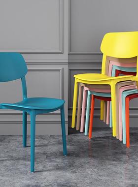 椅子家用塑料餐椅靠背椅加厚白色商用餐桌椅卧室户外久坐舒智高圆