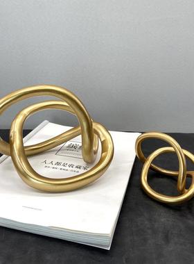 简约现代黑色树脂抽象绳结摆件书镇样板房售楼处客厅软装饰品摆设