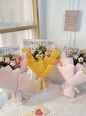 精美仿真花朵毛绒花束520母亲节永生花礼品套装送闺蜜手捧花