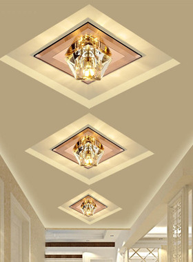 现代简约厂家 方形水晶过道灯led走廊灯玄关灯创意吸顶灯具