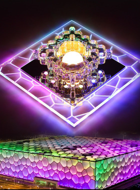 厂家 水晶led七彩射灯过道走廊灯 入户灯玄关门厅灯创意吸顶灯