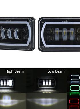 跨境热卖4X6牧马人越野车改装LED前大灯5寸rgb日行灯5*6卡车方灯