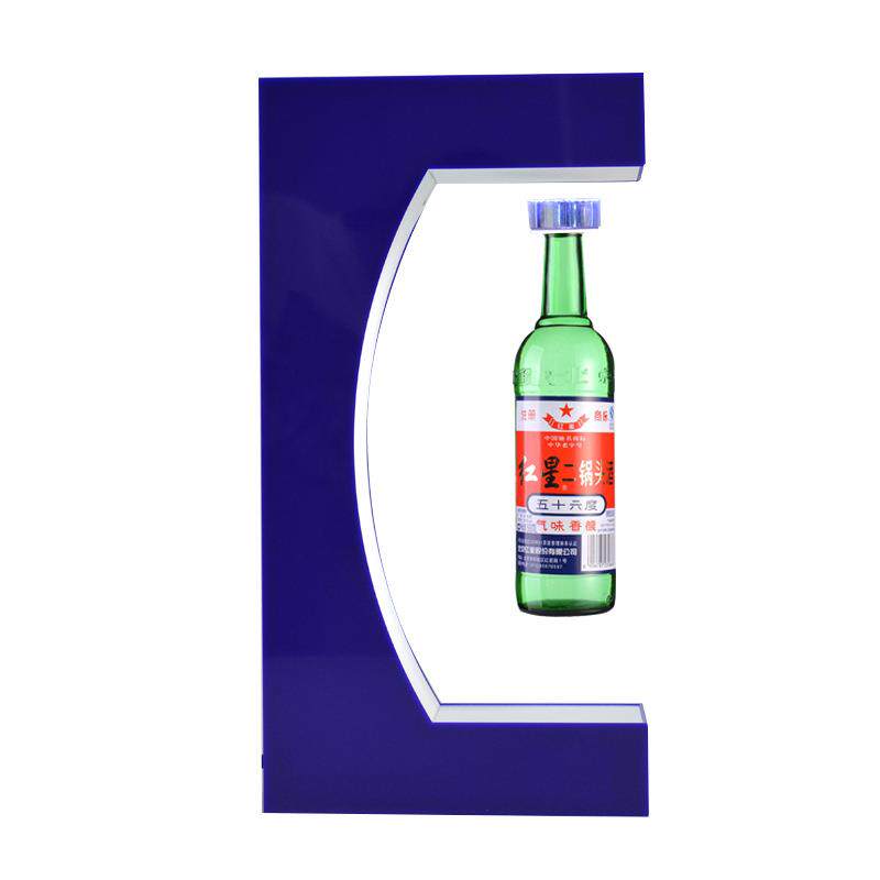 磁悬浮红酒白酒啤酒瓶亚克力展示架广告宣传创意旋转摆件工厂