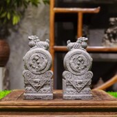 仿古门当石桌面石膏小摆件国风门墩一对招财抱鼓石微景观造景模具