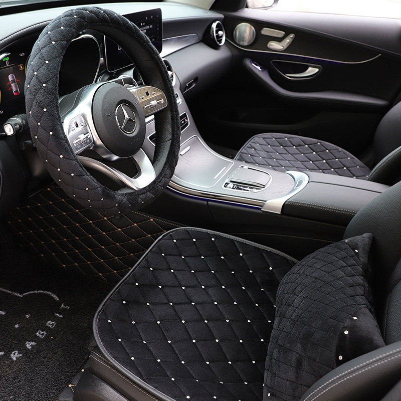 汽车坐垫冬季短毛绒三件套车垫无靠背单片毛垫女冬天保暖通用座垫