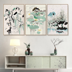 吴冠中水墨画 diy数字油彩画中式复古风手工填色油画家居装饰画