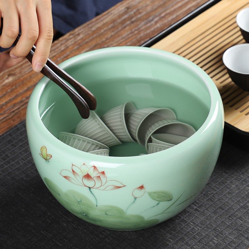 特大号茶洗陶瓷青瓷鱼缸水洗茶渣缸洗茶杯的器皿笔洗盆水盂家用办
