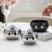 不锈钢烟灰缸带盖家用客厅创意可爱防飞灰办公室大号高级感灰缸