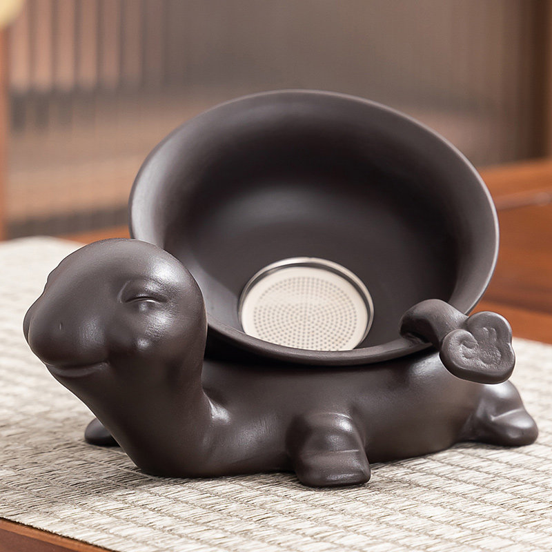 紫砂茶漏可爱乌龟茶水分离过滤网茶漏器家用会客功夫茶具茶道配件