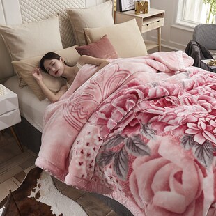 欧式新款加厚拉舍尔毛毯婚庆大红高档双层盖毯秋冬保暖卧室双人毯