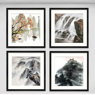客厅装饰画酒店饭店墙面挂画餐馆山水画小农家乐包厢水墨画软装画